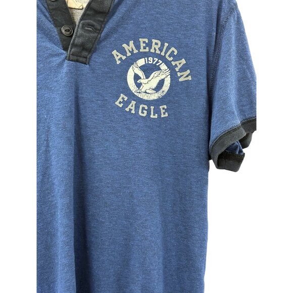 🌸3/$15🌸Navy Blue with Black Trim American Eagle Men's Shirt sz M - Picture 2 of 3